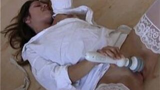 Sexy Allison plays with her huge vibrators porn video